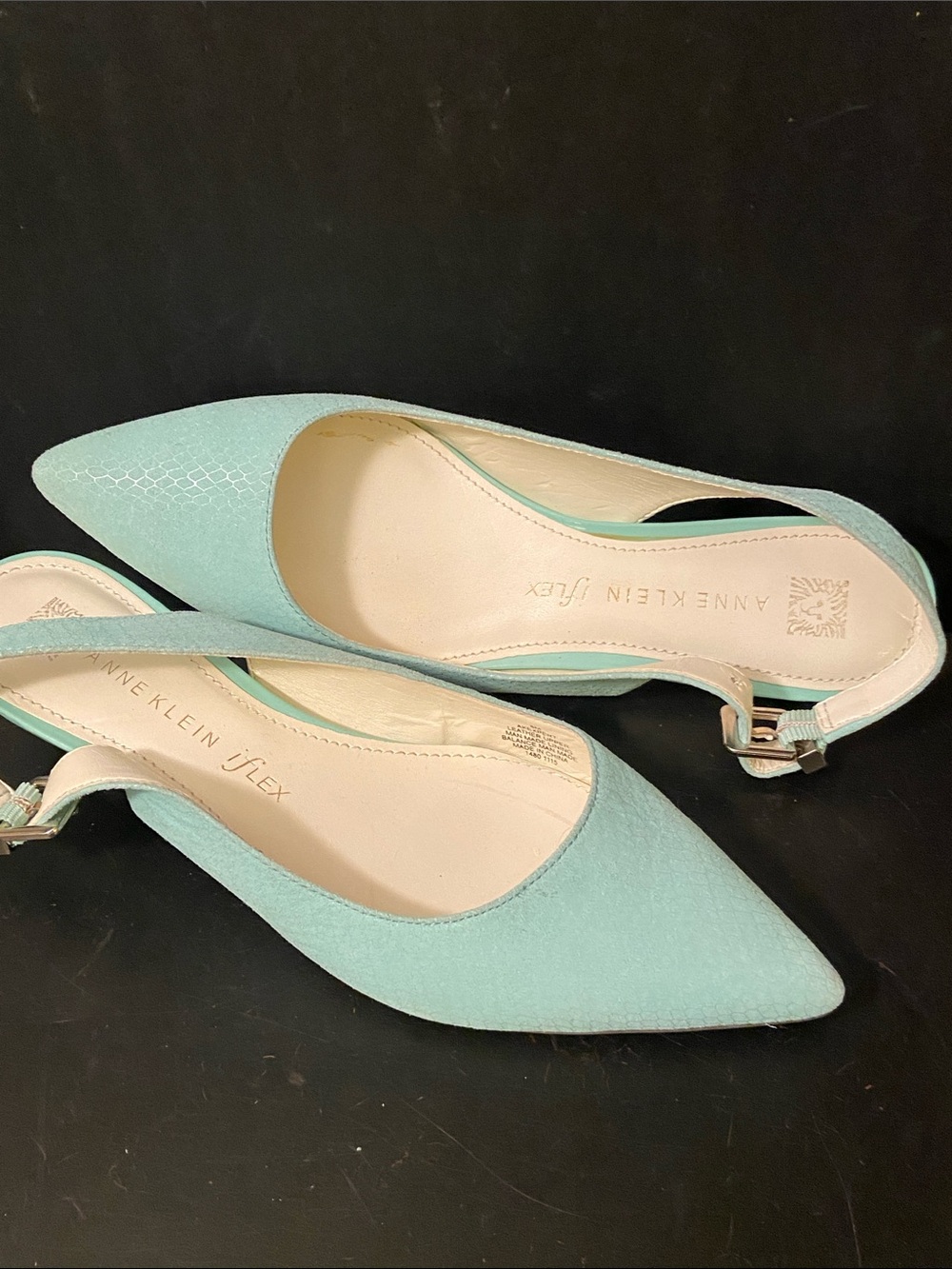 Anne Klein AKEXPERT Mint Green Pointed Slingback Kitten Hills sz 8 - Picture 1 of 7